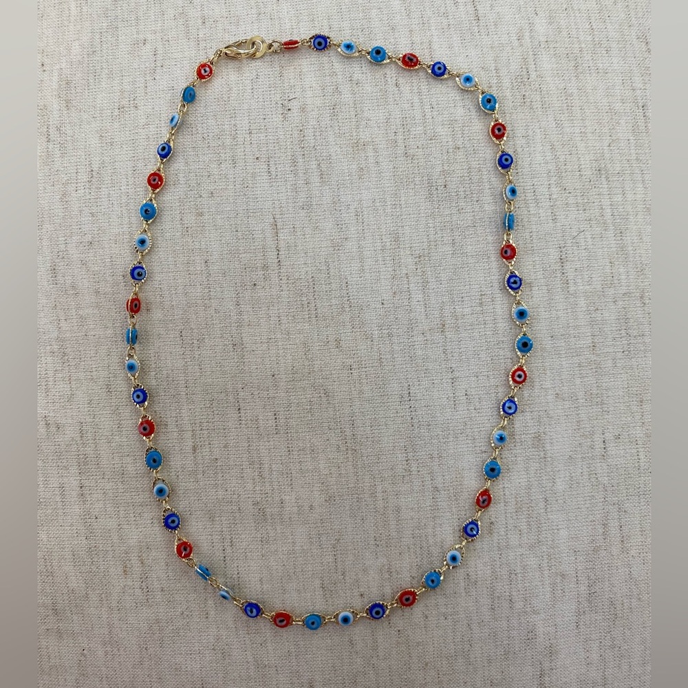 Evil Eye dainty multicolor necklace by Sunday Forever